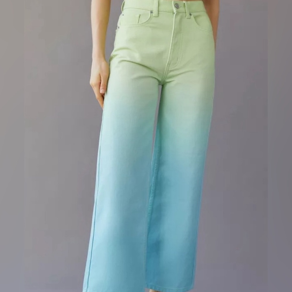 NWT Urban Outfitters BDG Hi-Rise&Wide Leg Ombré Jeans size 32 blue/green - Picture 2 of 9